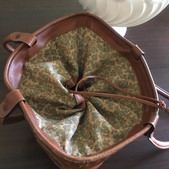 KRIZIA tan leather and beige canvas large bag - Picture 3 of 8